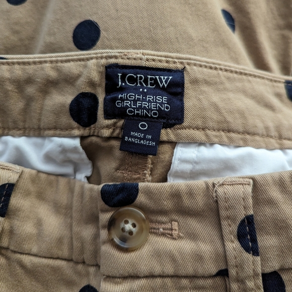 J CREW high rise girlfriend chino polkadot khaki 0 - Picture 10 of 11